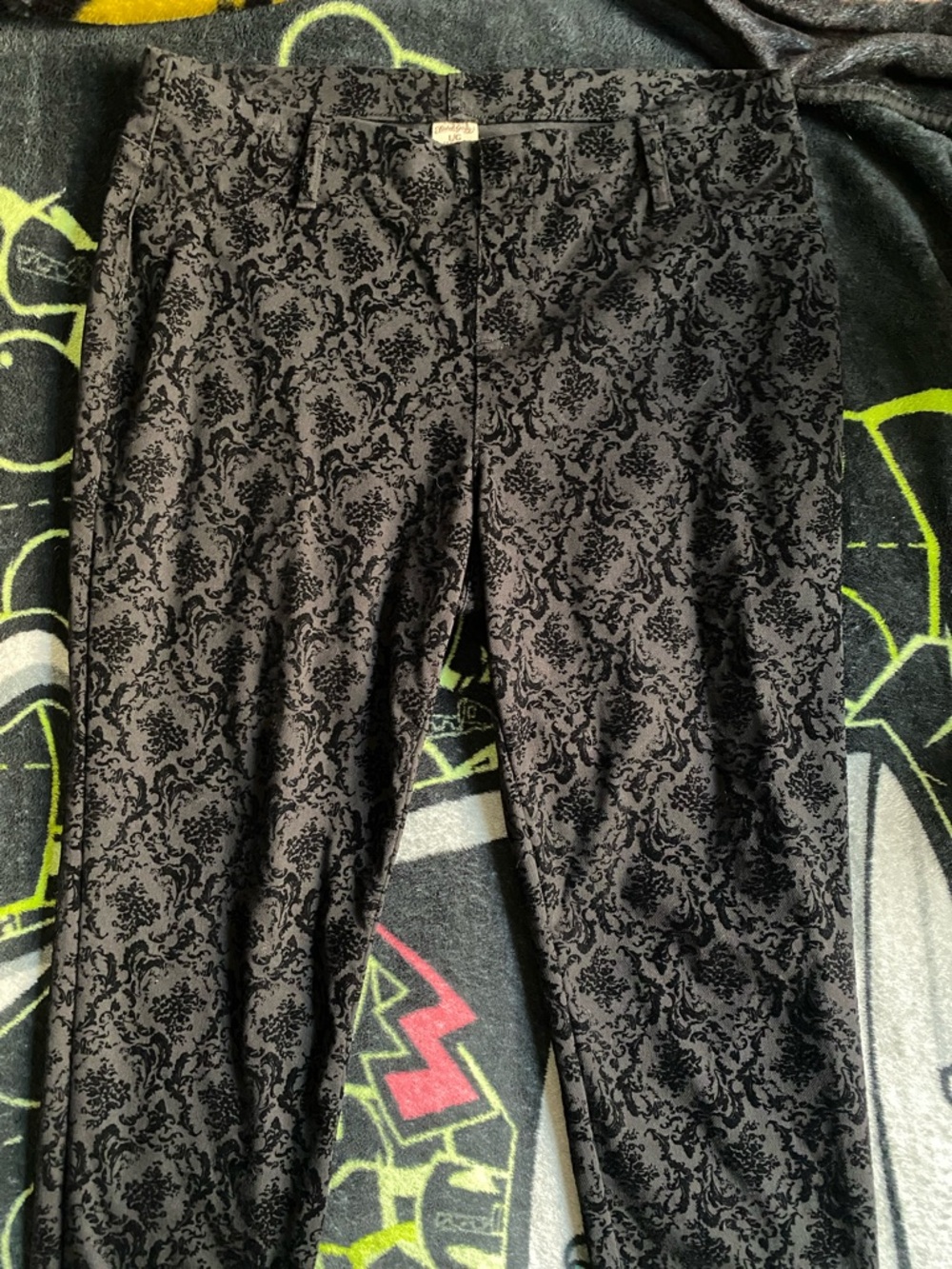 Faded glory jegging velvet design black leggings legging size large